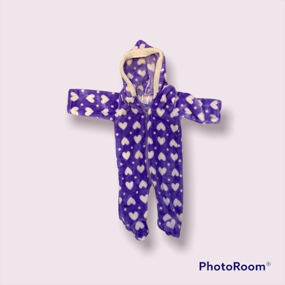 Baby girl Fleece Hooded Bunting, Fuzzy Fleece Baby Bundler or snow suit - Picture 5 of 7